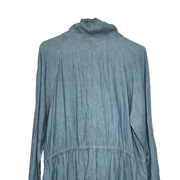 Andrea Jovine Blue Chambray Linger Length Lightweight Spring Weight Jacket Sz L - Picture 5 of 16